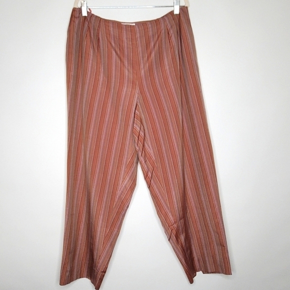 Talbots Woman Silk Blend Ankle Pants 16W Striped Hi-Rise Lined Stretch Waist - Picture 12 of 13